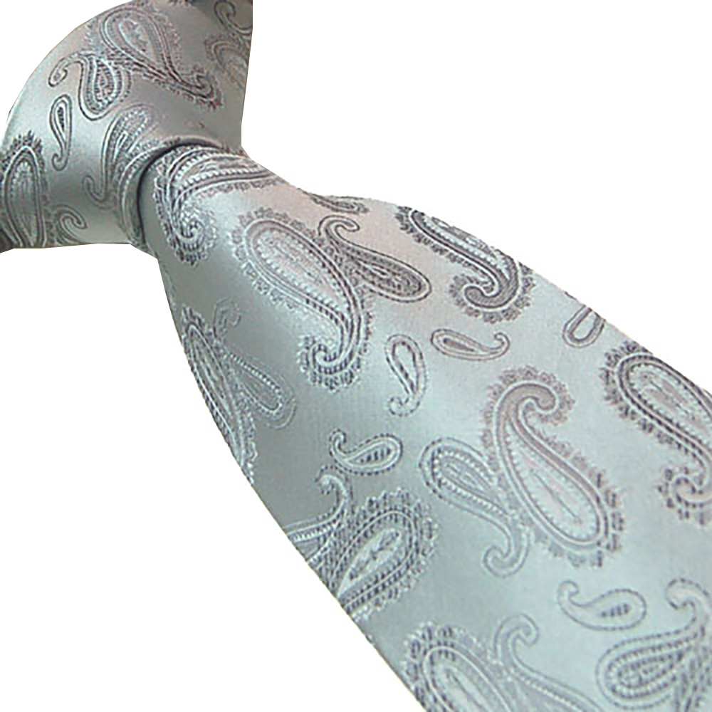 Marc-Philippe Silver Grey Paisley Silk Tie