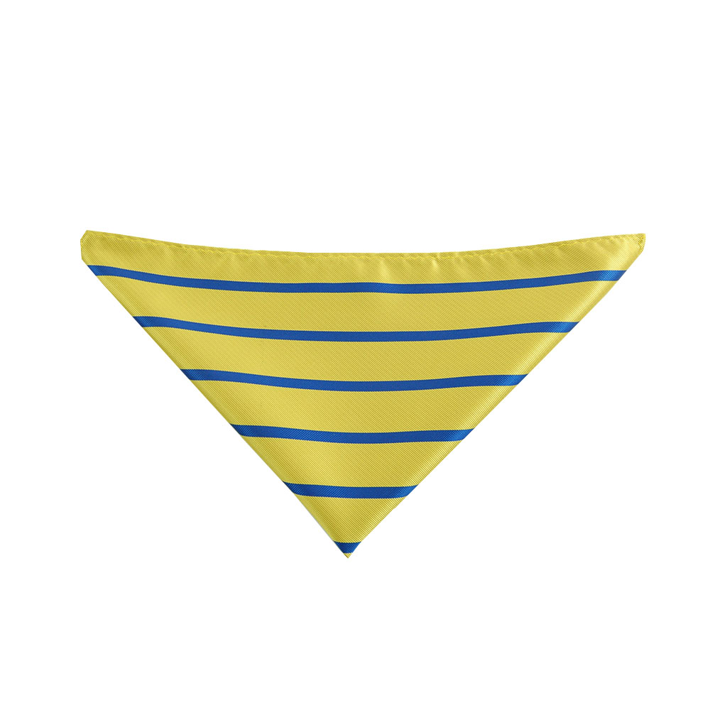 Yellow and Thin Blue Striped Silk Tie with Matching Hankie - Image 3